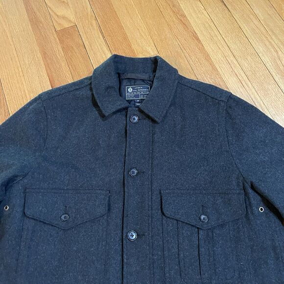 J. Crew Men’s Wool Blend Coat Size M Mackinaw Cruiser Style Dark Gray Excellent - Picture 3 of 13